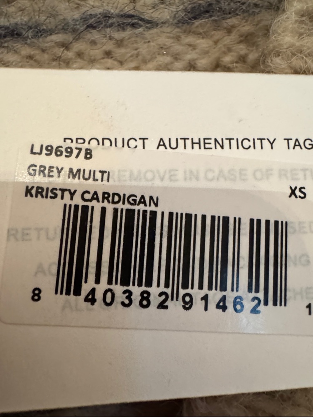 Line & Dot Beige Fair Isle Knit Cardigan with Navy Accents - Picture 2 of 2